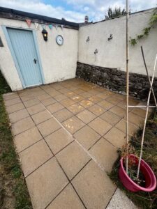Patio jet washing Bovey Tracey removing black spots