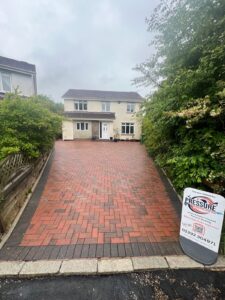 Block Paved Driveway Pressure Washed Before Re-Sanding Cowley