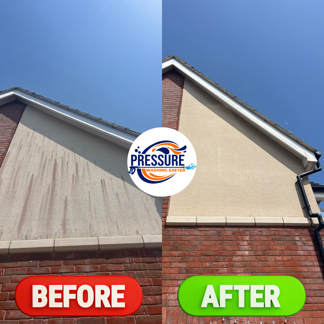 Before and after soft washing render cleaning near Exmouth