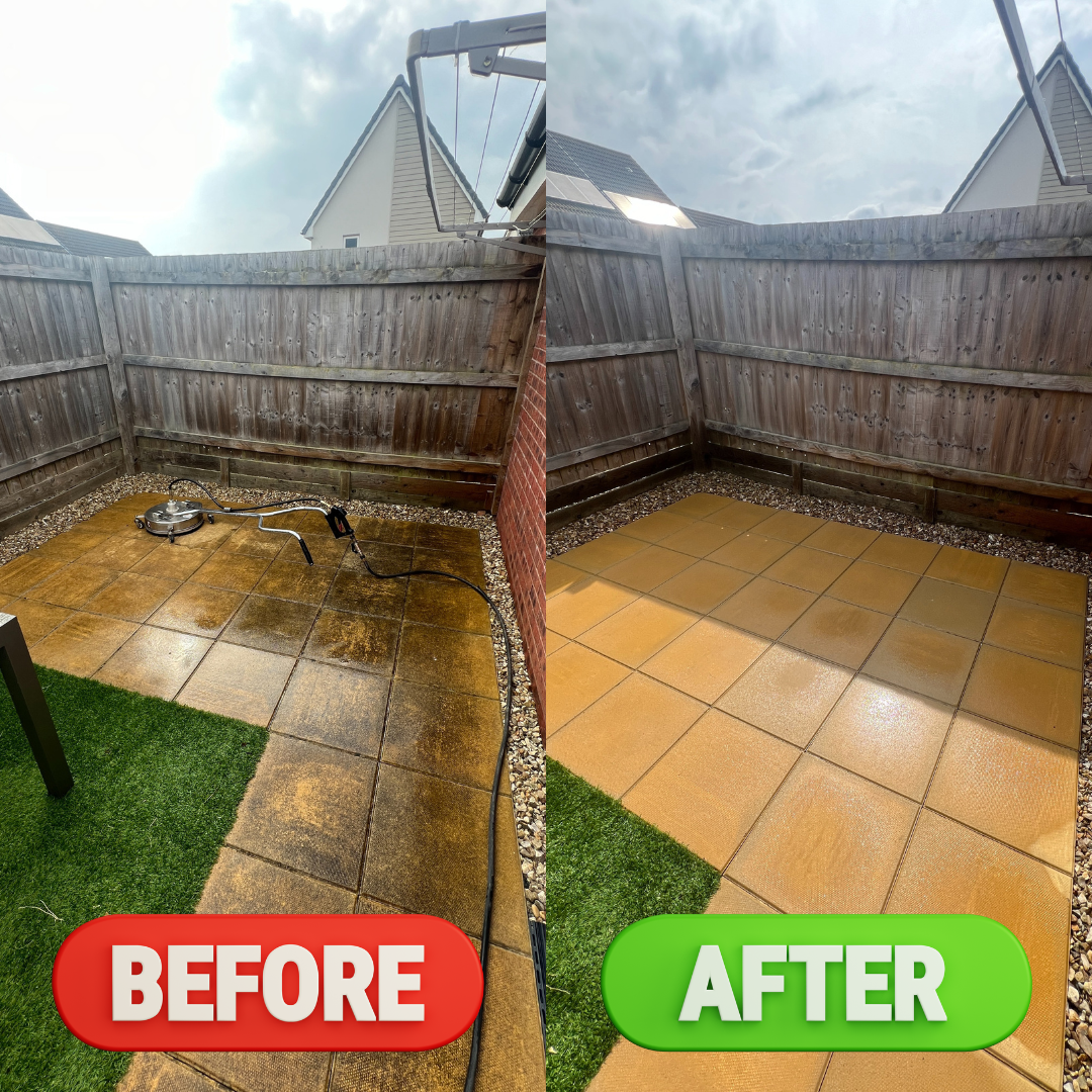 Patio pressure washing in Exmouth – concrete slab restoration and deep clean