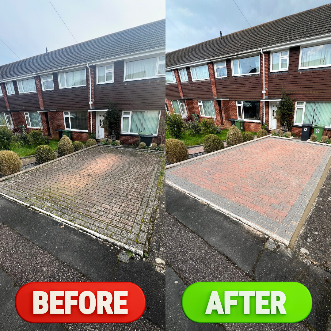 Block paving driveway cleaning in Exeter