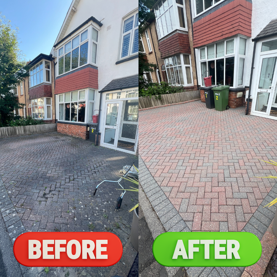 Professional driveway pressure washing in Exeter